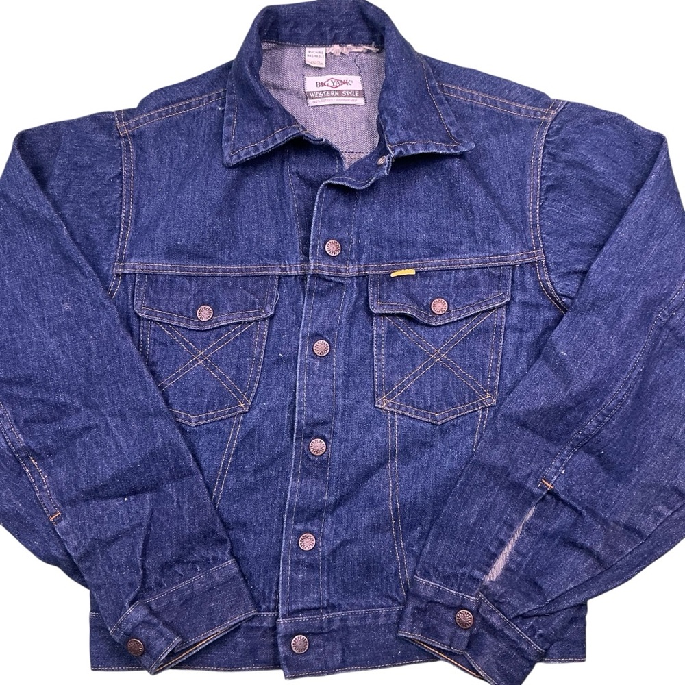 Vintage Selvedge 1960s/70s Big Yank dark wash denim trucker jacket USA made S/XS
